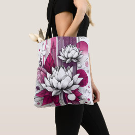 Lotus Blume in Magenta, schwarz-weiß Tasche