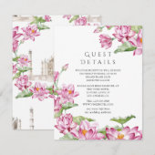 Lotus Blume Indian Wedding Guest Details Begleitkarte (Vorne/Hinten)