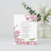 Lotus Blume Indian Wedding Guest Details Begleitkarte (Stehend Vorderseite)