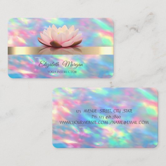 Lotus Blume Iridescent Opal Visitenkarte (Vorne/Hinten)