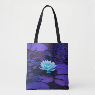 Lotus Blume Lila Blue Türkise Floral Pond Zen Tasche