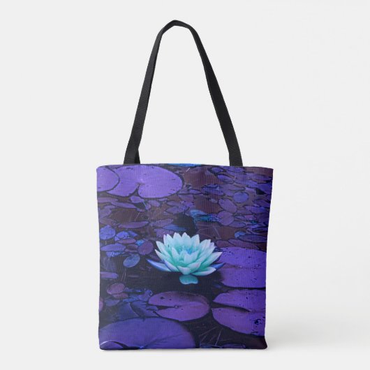 Lotus Blume Lila Blue Türkise Floral Pond Zen Tasche (Rückseite)