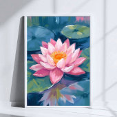 Lotus Blume Lily Pad Wasserfarbe Poster