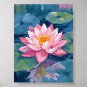 Lotus Blume Lily Pad Wasserfarbe Poster (Vorne)
