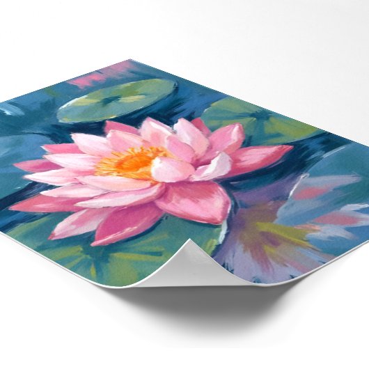 Lotus Blume Lily Pad Wasserfarbe Poster (Ecke)