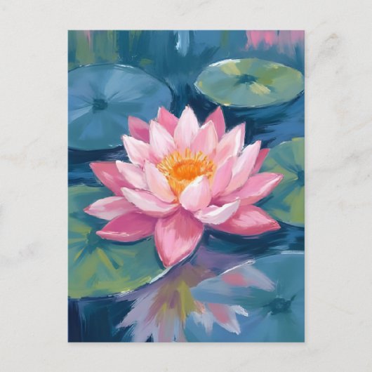 Lotus Blume Lily Pad Wasserfarbe Postkarte (Vorderseite)