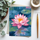 Lotus Blume Lily Pad Wasserfarbe Postkarte