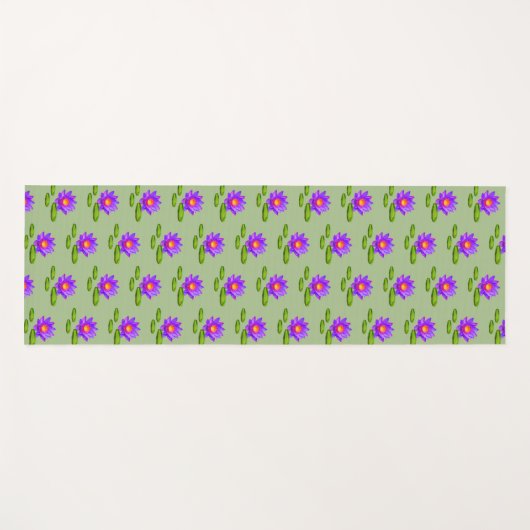 Lotus Blume & Lily Pads auf Laurel Green Yogamatte (Vorderseite (Horizontal))