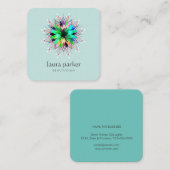 Lotus-Blume-Logo Grüne Massage Yoga Quadratische Visitenkarte (Vorne/Hinten)