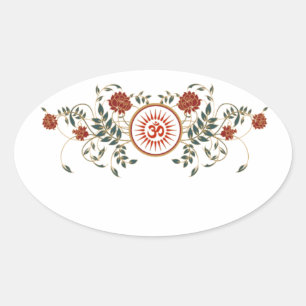 Lotus Blume Logo OM Symbol Blank Oval Aufkleber