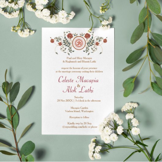 Lotus Blume Logo OM Symbol Hindu Wedding Einladung