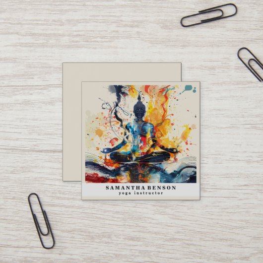 Lotus Blume Logo Yoga Quadratische Visitenkarte (Vorderseite/Rückseite Beispiel)