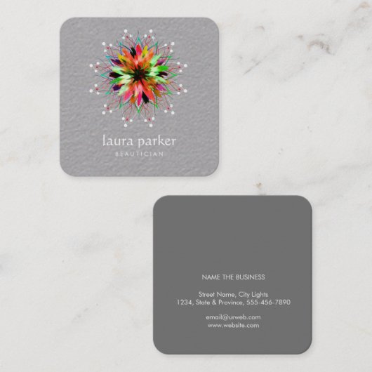 Lotus-Blume-Logos Heilung Massage Yoga Quadratische Visitenkarte (Vorne/Hinten)