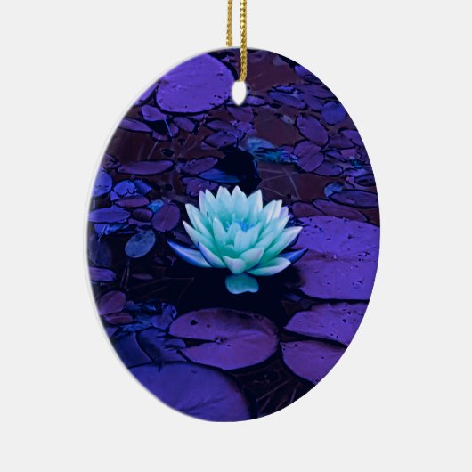 Lotus Blume Magisches Lila Blau Türkis Keramik Ornament (Rechts)