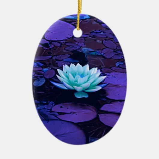 Lotus Blume Magisches Lila Blau Türkis Keramik Ornament (Vorne)
