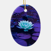 Lotus Blume Magisches Lila Blau Türkis Keramik Ornament (Hinten)