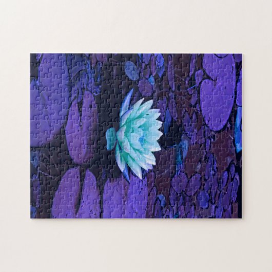 Lotus Blume Magisches Lila Blau Türkis Puzzle (Horizontal)