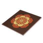 Lotus Blume Mandala, Braun, Rost und Gelb Fliese (Seite)