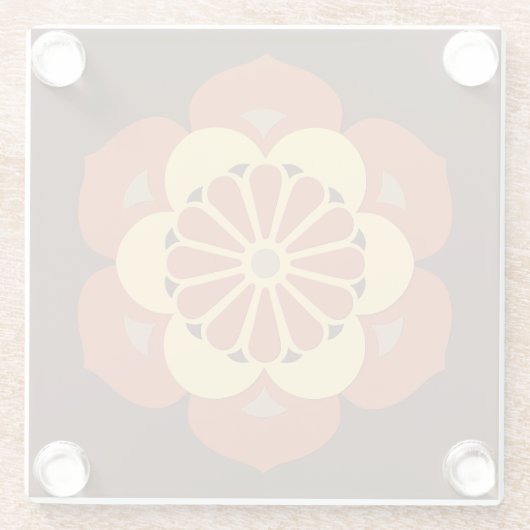 Lotus Blume Mandala, Braun, Rost und Gelb Glasuntersetzer (Rückseite)