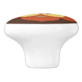 Lotus Blume Mandala, Braun, Rost und Gelb Keramikknauf (Seitenansicht)