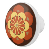 Lotus Blume Mandala, Braun, Rost und Gelb Keramikknauf (Rechts)