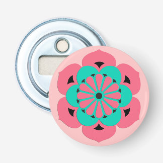 Lotus Blume Mandala, Coral Pink und Türkis Flaschenöffner