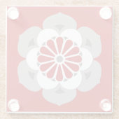 Lotus Blume Mandala, Dunkelrot, Grau und Weiß Glasuntersetzer (Rückseite)