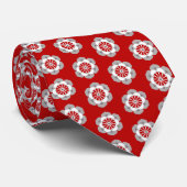 Lotus Blume Mandala, Dunkelrot, Grau und Weiß Ne Krawatte (Gerollt)