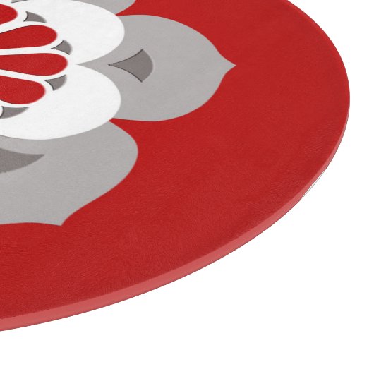 Lotus Blume Mandala, Dunkelrot, Grau und Weiß Schneidebrett (Ecke)