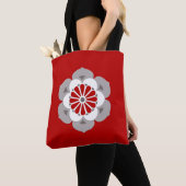 Lotus Blume Mandala, Dunkelrot, Grau und Weiß Tasche (Von Nahem)