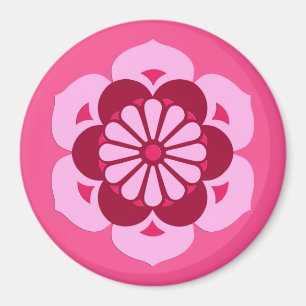 Lotus Blume Mandala, Fuchsia Pink und Burgund Magnet