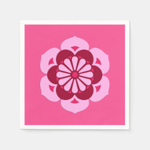 Lotus Blume Mandala, Fuchsia Pink und Burgund Serviette