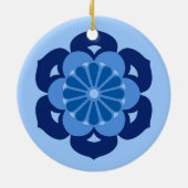 Lotus Blume Mandala, Indigo und Light Blue Keramikornament (Hinten)
