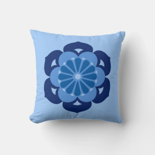 Lotus Blume Mandala, Indigo und Light Blue Kissen