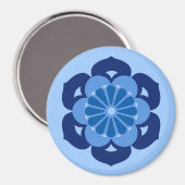 Lotus Blume Mandala, Indigo und Light Blue Magnet (Vorderseite/Rückseite)