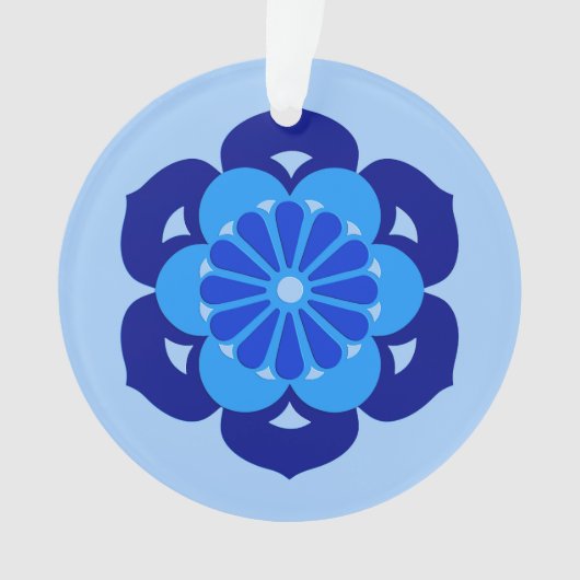 Lotus Blume Mandala, Indigo und Light Blue Ornament (Vorderseite)