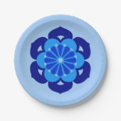Lotus Blume Mandala, Indigo und Light Blue Pappteller (Vorderseite)