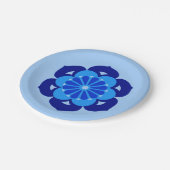 Lotus Blume Mandala, Indigo und Light Blue Pappteller (Schrägansicht)