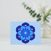 Lotus Blume Mandala, Indigo und Light Blue Postkarte (Stehend Vorderseite)