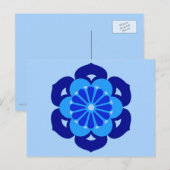 Lotus Blume Mandala, Indigo und Light Blue Postkarte (Vorne/Hinten)