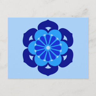 Lotus Blume Mandala, Indigo und Light Blue Postkarte