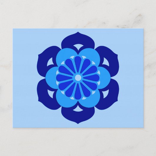 Lotus Blume Mandala, Indigo und Light Blue Postkarte (Vorderseite)