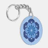 Lotus Blume Mandala, Indigo und Light Blue Schlüsselanhänger (Vorderseite links)