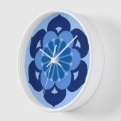 Lotus Blume Mandala, Indigo und Light Blue Wanduhr (Winkel)
