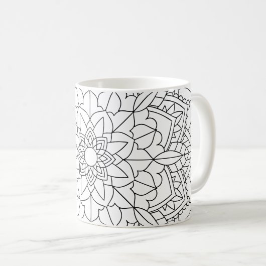 Lotus Blume Mandala Kaffeetasse (VorderseiteRechts)