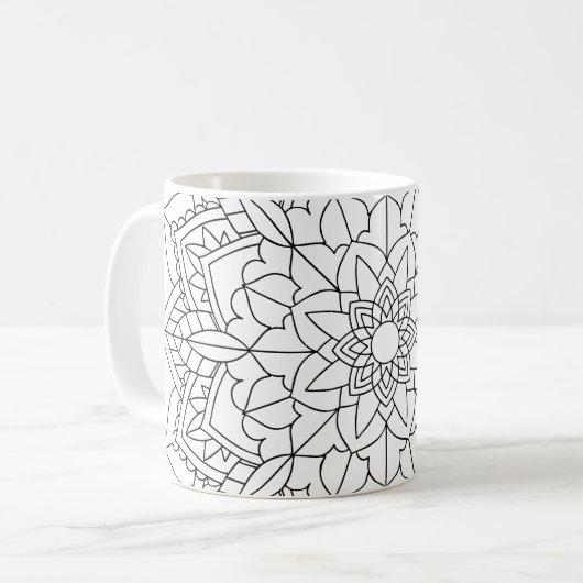 Lotus Blume Mandala Kaffeetasse (Vorderseite Links)