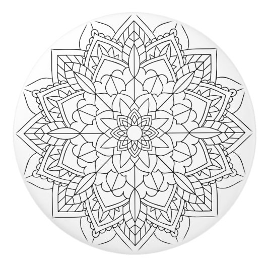 Lotus Blume Mandala Keramikknauf (Vorderseite)