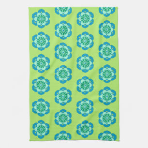 Lotus Blume Mandala, Lime Green und Light Blue Geschirrtuch