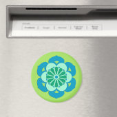 Lotus Blume Mandala, Lime Green und Light Blue Magnet (In Situ (Geschirrspüler))