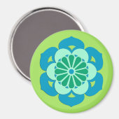 Lotus Blume Mandala, Lime Green und Light Blue Magnet (Vorderseite/Rückseite)